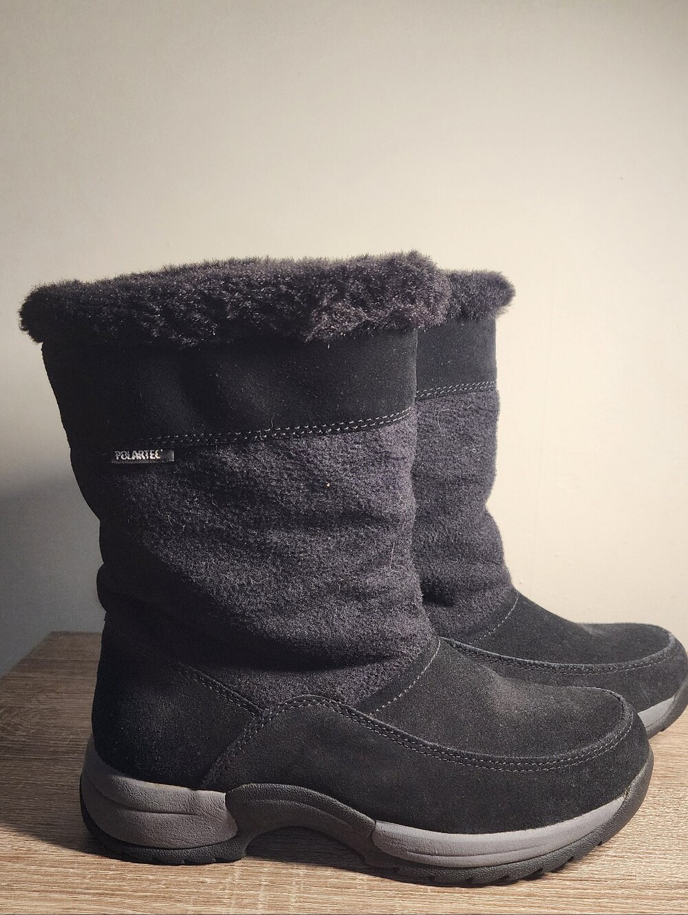 Sporto Polartec Black Suede Felt Waterproof Winter Snow Boots